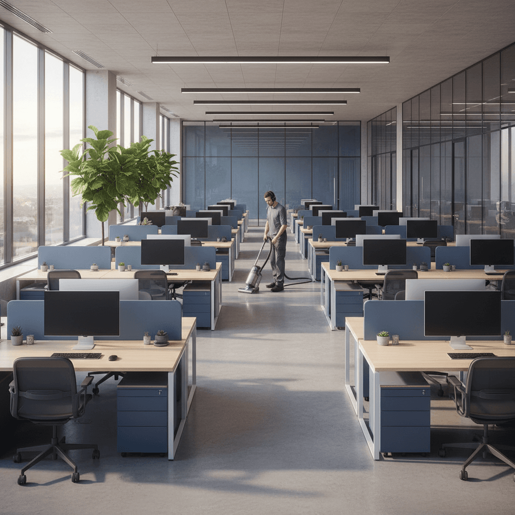 Corporate office space maintenance and floor cleaning